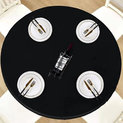 $13.09 • Buy Round Waterproof Table Cover Elastic Tablecloth Vinyl Fitted Table Cover Elastic
