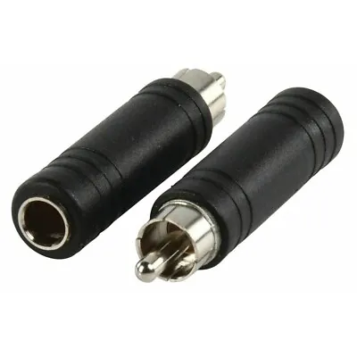 2 Pack RCA Phono Plug To 6.35mm MONO 1/4  Female Jack Socket Audio Cable Adapter • £2.89