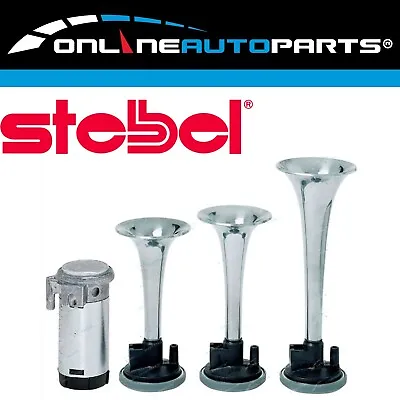 Genuine Stebel Chrome Triple Car Air Horn Kit 115dB 12 Volt Compressor And Relay • $32.26