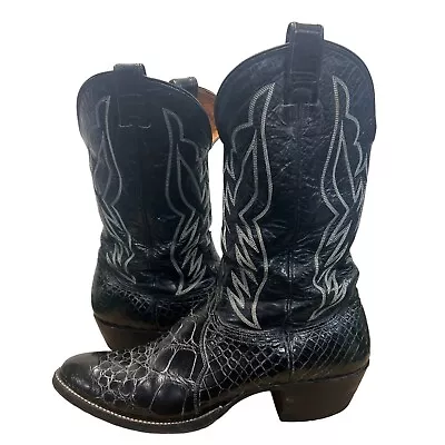 Mens Nocona Boots Western Cowboy Gator Exotic Belly Boots Black Size 11.5 B USA • $229.99