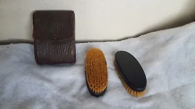 2 Vntg/Antique Horse?  Brushes W/ Leather Case Unbranded • $45