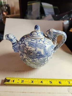 Vintage Asian Oriental Blue & White Dragon Teapot • $34