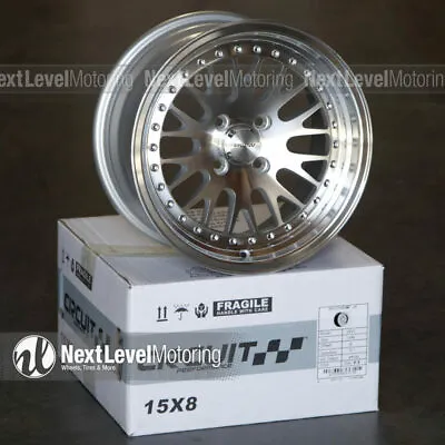 Circuit CP21 15x8 4-100 +25 Silver Machined Wheels Fit Mazda Miata NA NB BMW E30 • $519.99