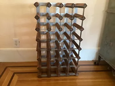 1Pc  Post Modern Wood And Metal 28 Bottle Industrial Wine Rack  • $96