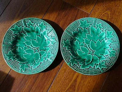 £62.23 • Buy Two Vintage Plates Faience Majolica French Gien Green
