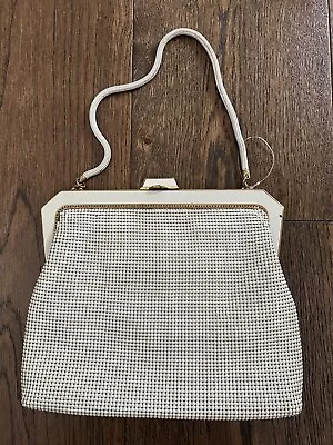 Oroton Vintage Mesh Purse Handbag Light Grey Beige Gold • $25