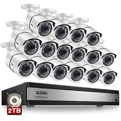 ZOSI 16CH H.265 1080P Outdoor Security Camera System 2TB HDD 16 Channel 4in1 DVR • $339.99