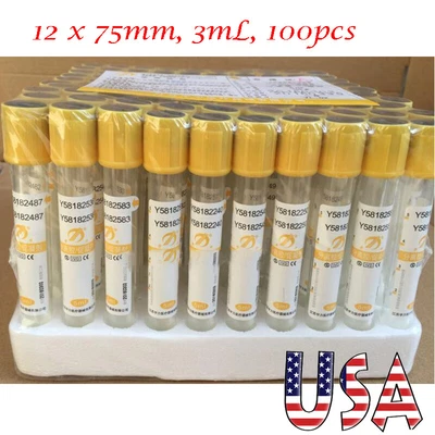 $24.99 • Buy 100pcs Glass Vacuum Blood Collection Tubes Gel &Clot Activator Tubes 12*75mm 3mL