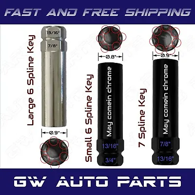 3 Key Set For 3 Different Spline Lug Nuts 2 For 6 Spline And 1 For 7 Spline • $19.89