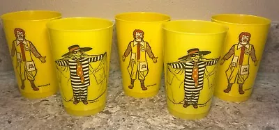 Lot Set Of 5 Vintage McDonalds Yellow Plastic Cups Ronald McDonald & Hamburglar • $9.99