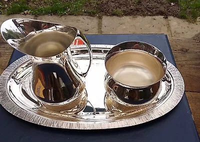 SUPERB Sterling Textured SILVER  Sheffield MAPPIN & WEBB  Jug Bowl Tray Unused • $652.76