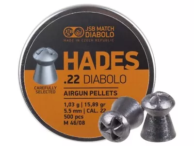 JSB Hades .22 Airgun Pellets 15.89g X500 • £22.98