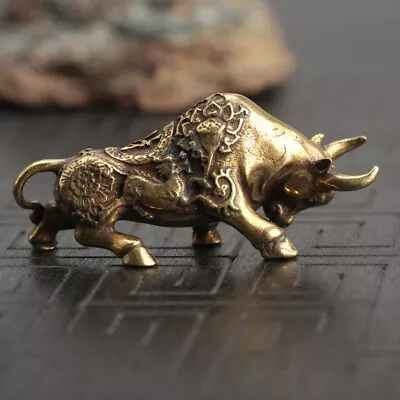 Solid Brass Bull Figurine Bull Statue House Ornament Animal Figurines-Decor • $4.82