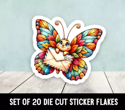 Adorable Colorful Butterfly W Envelope Die Cut Stickers Happy Mail -  Set Of 20 • $5