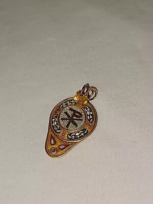 Rare Antique Gold Vatican Chi Rho Jesus Micromosaic Mourning Relic Charm Pendant • $2500