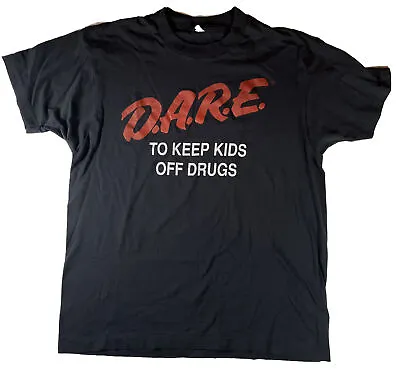 Vintage 90s D.A.R.E. Anti-Drug Shirt Large Black Single-Stitch USA Made Tee • $24.99