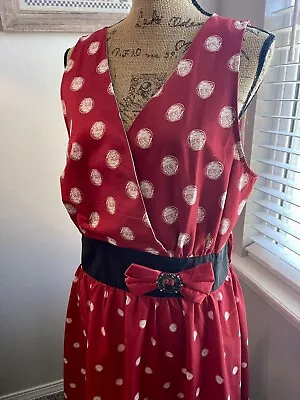 Disney Parks Minnie Mouse Dress Red Polka Dot Flare Adult Size XL NWT • $58