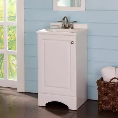 Bath Vanity White With Cultured Marble Vanity Top In White With White Basin • $164.59