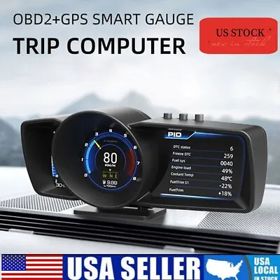 $79.99 • Buy Smart Car OBD2+GPS Gauge HUD Head-Up Digital Display Speedometer Turbo RPM Alarm