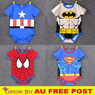 Boys Girls Baby Romper Superhero Superman Batman Bodysuit Cotton Outfit Costume • $15.95