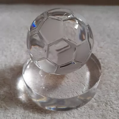 $15 • Buy Val St Lambert Crystal Glass Soccer Ball Paperweight