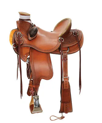 A Fork Premium Western Leather Wade Tree Roping Ranch Horse Saddles 10-18 • $400.50