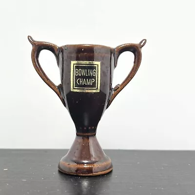 Vintage Miniature Redware Vase Trophy Bowling Champ 2 1/4  Tall Free Shipping • $17.99