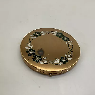 Large Rex Fifth Avenue Vintage Gold Flower Makeup Compact With Mirror 4” Unused • $14.50