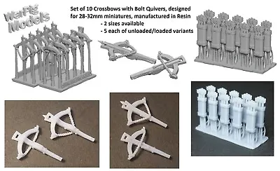 Crossbows And Bolt Quivers X10 Fantasy Resin Oldhammer WarPig 28-32mm Scale • £2.95