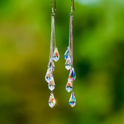 Fashion Waterdrop Tassel Crystal Ear Earrings Hook Drop Dangle Women Jewellery • $2.71