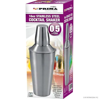 New 16oz Stainless Steel Cocktail Shaker 0.5l Mixer Party Bar Mixing Tin Drinks • £2.99