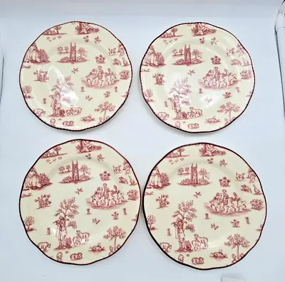 Wood & Sons Toile De Jouy Pink/Red Set 4 Salad Plates • £9.50