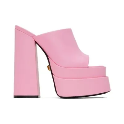 VERSACE Pink Aevitas Platform Mules Shoes Size: 38.5 / 8.5 NIB • $795