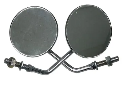 Pair Of 4  Chrome Mirrors W/6  Stem Universal Round Motorcycle Chopper Minibike  • $19.96