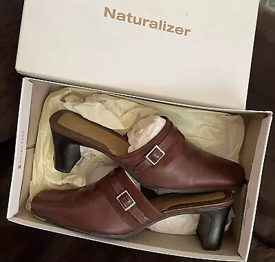 Vintage Naturalizer Accord Coffee Brown Dress Shoes 8.5 Women Mule Heel & Box • $12.60