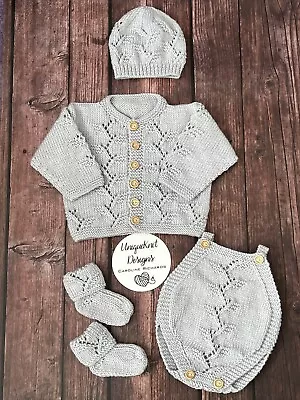 “Sycamore” 4 Piece Set Knitting Pattern For Reborn Doll 16 -22” Or 0-3 Mth Baby • £5.30