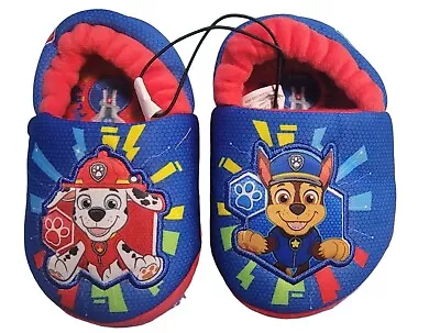 Nickelodeon Paw Patrol Toddler Boys Red Blue Slipper Shoes Marshall Size 5-6 • $12.99