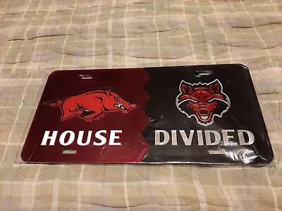 ARKANSAS Razorbacks / AR. STATE REDWOLVES HOUSE DIVIDED License Plate / Car Tag • $29.99