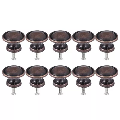  10 Pcs Bronze Drawer Knobs Cupboard Alloy Round Pull Handle • £12.25