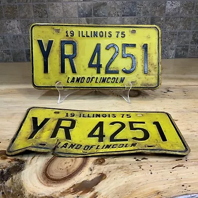 Vintage Illinois 1975 License Plate Set Front Back Land Of Lincoln # YR4251 • £15.39