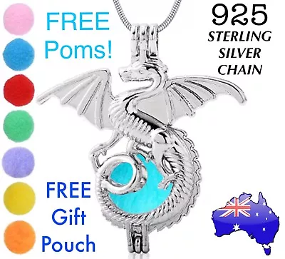 $3.95 • Buy Dragon Aromatherapy Essential Oil Diffuser Locket 925 Sterling Chain Necklace 