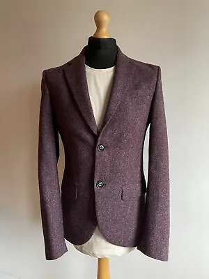 Jack Wills X Moon 100% Wool Tweed Style Blazer Jacket | Burgundy | Small • £59.99