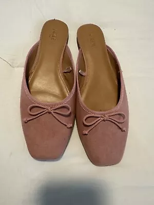 J. CREW Zoe Ballet Mules In Suede Pink Mauve Size 8.5 • $19.99