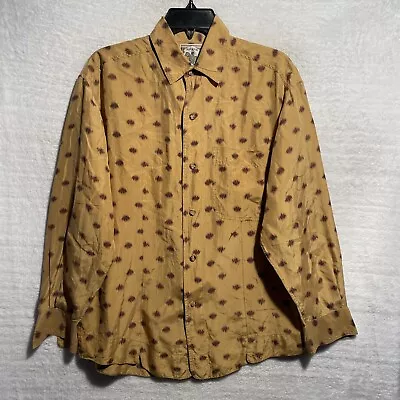 Vtg Kriss Kross Silk Button Shirt Mens Medium Animal Print Long Sleeve Collar • $7.99