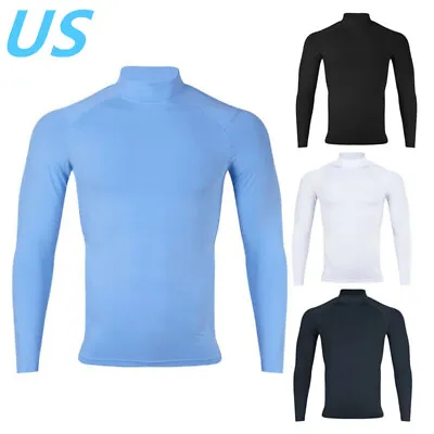 US Men Long Sleeve Turtleneck Compression T-Shirt Slim Fit Athletic Workout Tops • $8.07