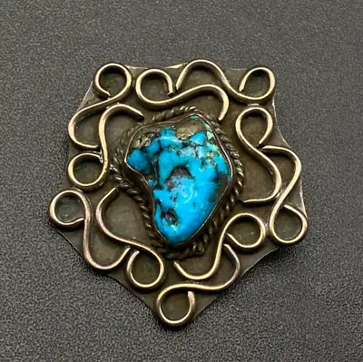 Vintage Navajo Vernon Begay Turquoise Silver Pendant • $525