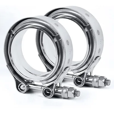 $21.99 • Buy 2x Exhaust Downpipe 2.5” V-band Clamp & 2.5” Flange Male-Female Mental