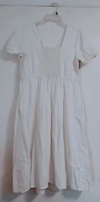 Gap White Cotton Lined Maternity Short Sleeve Dress Classic Casual  • $37.95