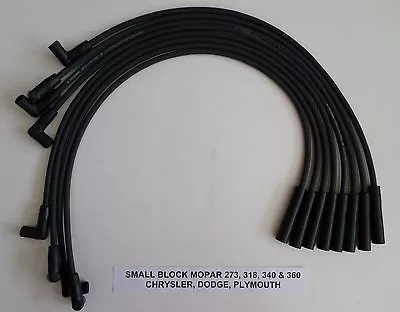 SMALL Block MOPAR 273 318 340 360 1964-1978 BLACK HEI 8mm Spark Plug Wires USA • $52.89