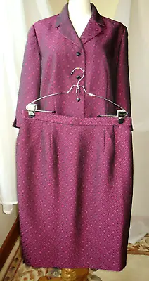 M.h.m Melissa Harper 3/4 Sleeve Pink/black Jacket & Skirt 2 Pc Suit Set 16 • $24.99